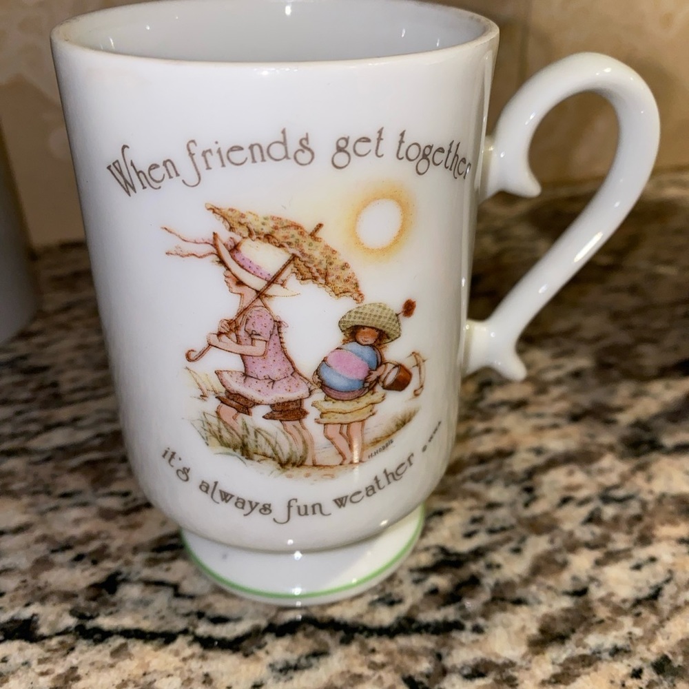Vintage  Holly Hobbie "When Friends Get Together...." Pedestal Coffee  Mug Cup